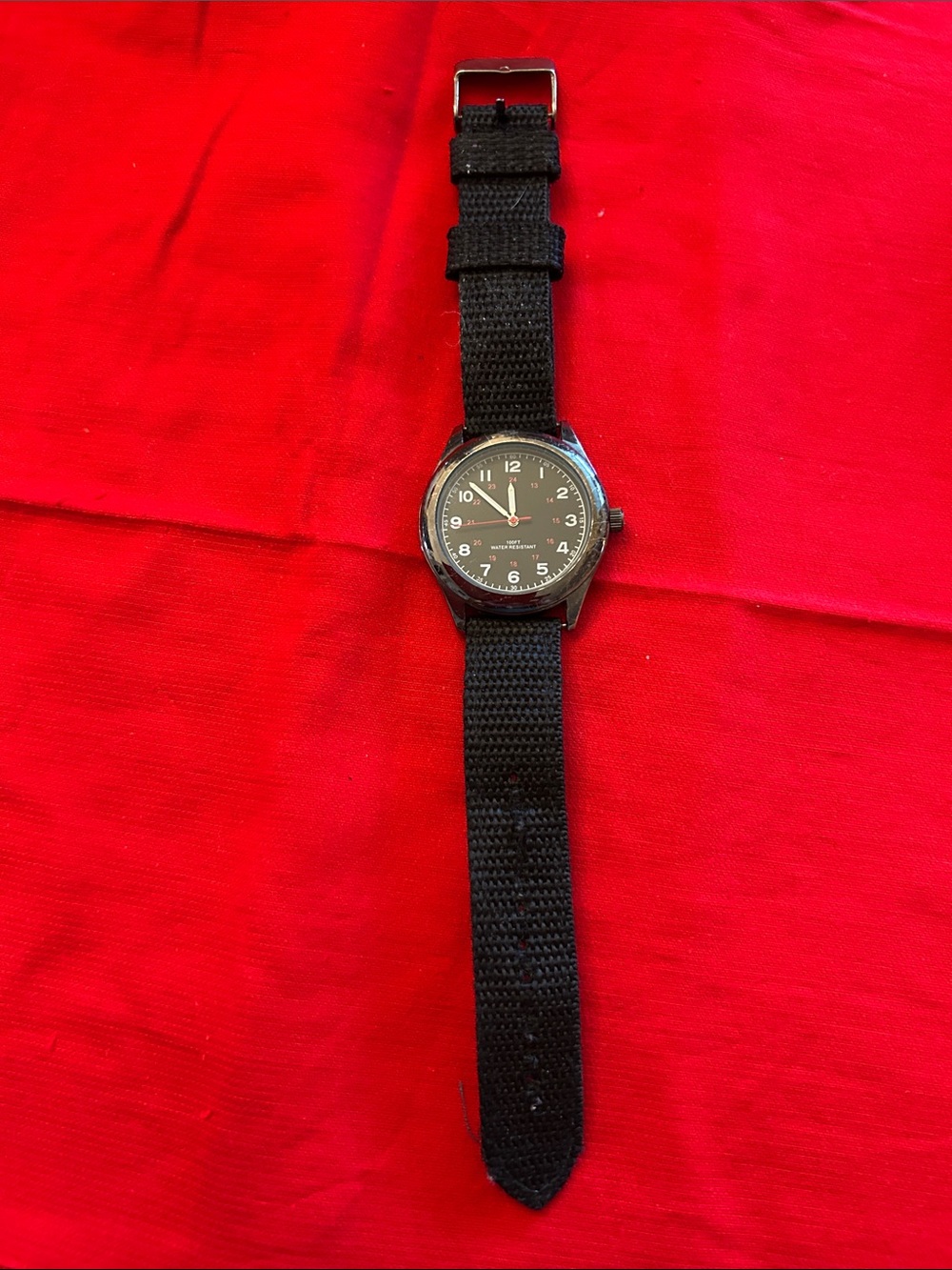 Unisex Classic Black Field Watch with Nylon Strap